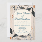 Elegantie in blauw en goud moderne bruiloft uitnod kaart (Voorkant)