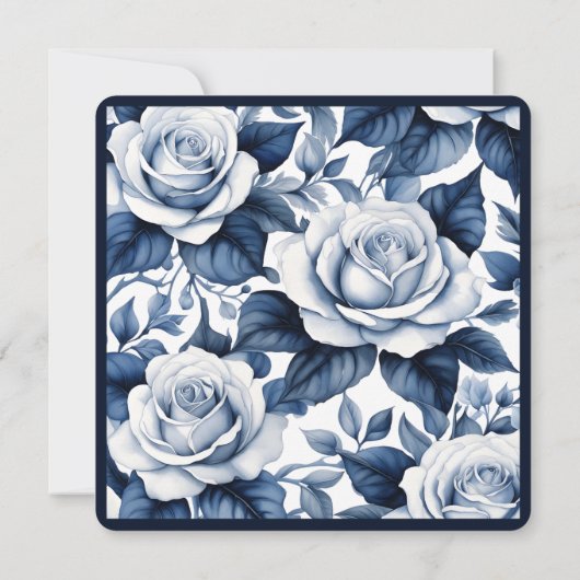 Elegantie in blauw Roos bruids doucheuitnodiging Kaart (Achterkant)