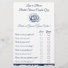 Elegantie in Blauw Roos Paar Quiz Douche Spel
