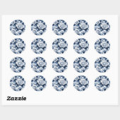 Elegantie in blauw Roos Ronde Sticker (Vel)