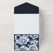 Elegantie in Blauw Roos Vrijgezellenfeest & Recept All In One Uitnodiging (Buitenkant)