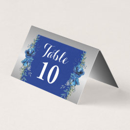Elegantie in Blauwe en Zilveren Vouwkaart Kaart