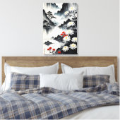 Elegantie in bloei: bloemen en landschap harmonie canvas afdruk (Insitu (Slaapkamer))