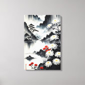 Elegantie in bloei: bloemen en landschap harmonie canvas afdruk (Voorkant)