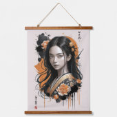 Elegantie in bloei: bloemen en portret harmonie hangend wandkleed (Voorkant 2)