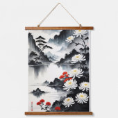 Elegantie in bloei: bloemen en portret harmonie hangend wandkleed (Voorkant 3)