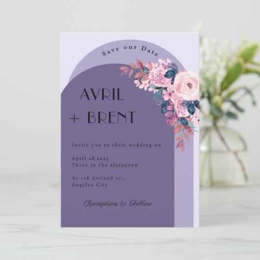 Elegantie in bloei: een bruiloft uitnodiging ontwe (Staand voorkant)