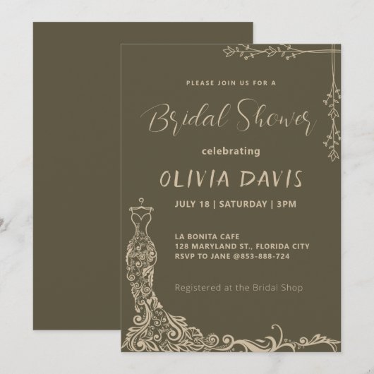 Elegantie in bloei: een uitnodiging voor een bruid (Voorkant / Achterkant)