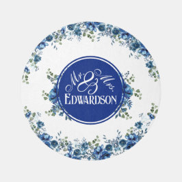 Elegantie in bloei: Navy Floral Mr. & Mrs. Rug