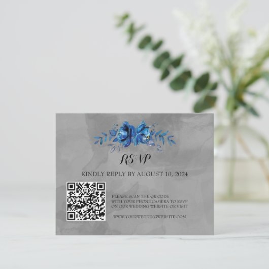 Elegantie in bloei: QR-code RSVP Kaartje (Staand voorkant)