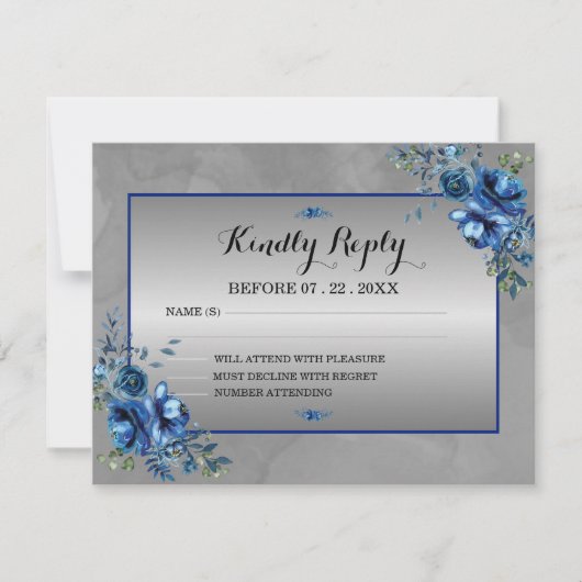 Elegantie in bloei: RSVP met Silver Response Kaart (Voorkant)