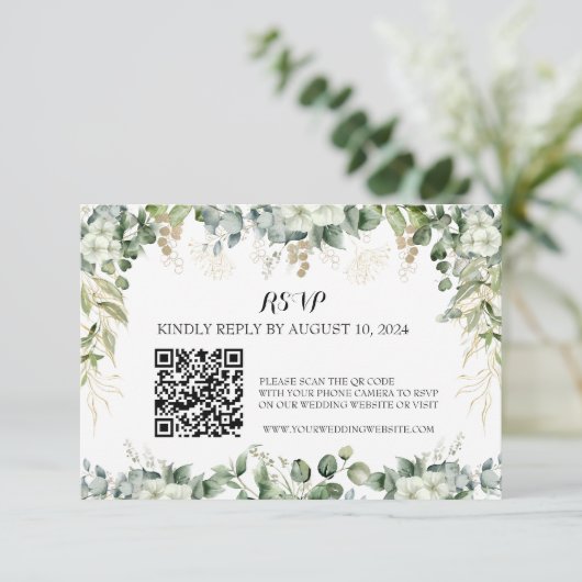 Elegantie in bloei: RSVP QR Silver Response Kaart (Staand voorkant)
