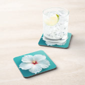 Elegantie in bloei: Witte Hibiscus Harmonie Bier Onderzetter (Rechterzijde)