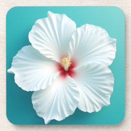 Elegantie in bloei: Witte Hibiscus Harmonie Bier Onderzetter