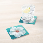 Elegantie in bloei: Witte Hibiscus Harmonie Kartonnen Onderzetters (Insitu)
