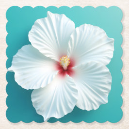 Elegantie in bloei: Witte Hibiscus Harmonie Kartonnen Onderzetters