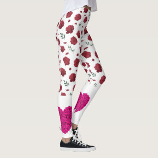 Elegantie in bloei: witte Leggings met rode rozen