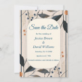 Elegantie in Blue & Gold Modern Save The Date Kaar Kaart (Voorkant)