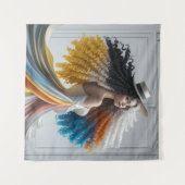 Elegantie in contrast Curly-Haired Woman Tapestry Wandkleed (Voorkant (horizontaal))