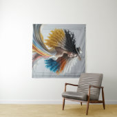 Elegantie in contrast Curly-Haired Woman Tapestry Wandkleed (In Situ (horizontaal))