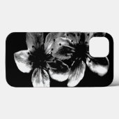 Elegantie in contrast: witte bloesems op zwart Case-Mate iPhone case (Achterkant (horizontaal))