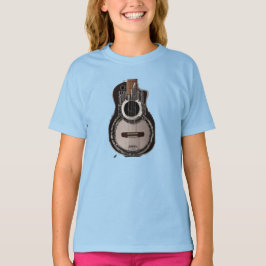 "Elegantie in Ebony: Zwart gitaar Print T-shirt" T-shirt
