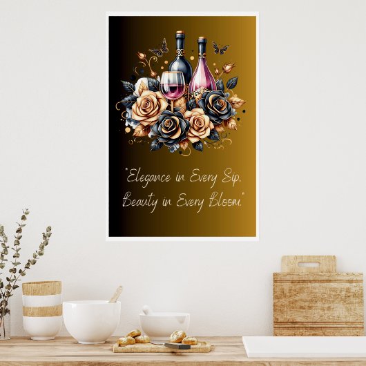 Elegantie in elk sip-Poster Poster (Keuken)
