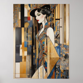 Elegantie in geometrie - Abstracte vrouw digitale  Poster