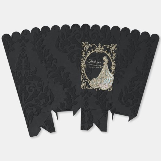 Elegantie in goud en zwart bedankdoosjes (Ongevouwen)