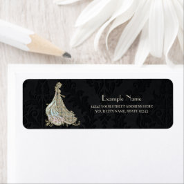 Elegantie in goud en zwart. etiket
