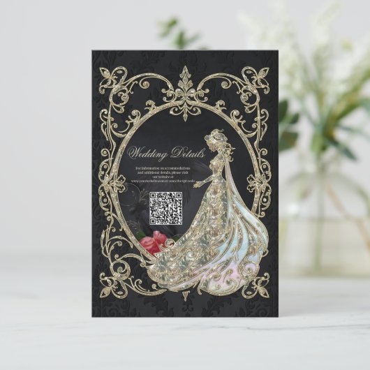 Elegantie in goud en zwart. informatiekaartje (Staand voorkant)