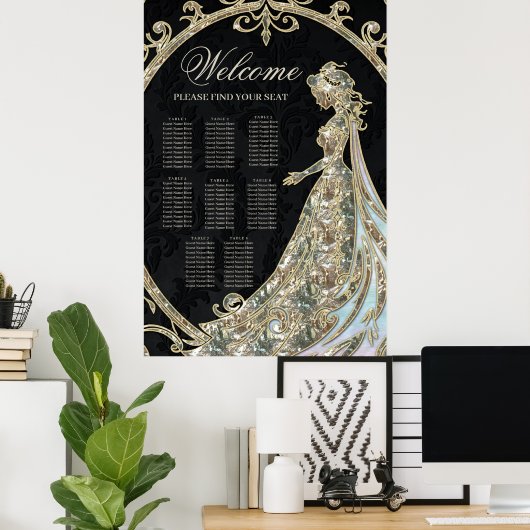 Elegantie in goud en zwart. poster (Thuiskantoor)
