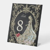 Elegantie in goud en zwart. reclamebord met voetstuk (Voorkant)