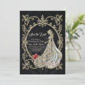 Elegantie in goud en zwart. save the date (Staand voorkant)