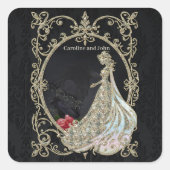 Elegantie in goud en zwart. vierkante sticker (Voorkant)