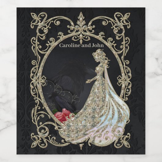 Elegantie in goud en zwart. wijn etiket (Enkel label)