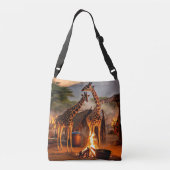 Elegantie in het wild: majestueuze Giraffe silhoue Crossbody Tas (Achterkant)