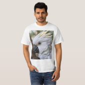 Elegantie in het wit: de majestueuze Aussie Cockat T-shirt (Voorkant volledig)