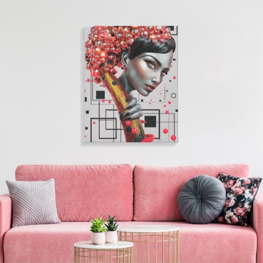 Elegantie in lijnen: 3D-diepte van de zijkant van  Canvas Afdruk (Insitu (Woonkamer))