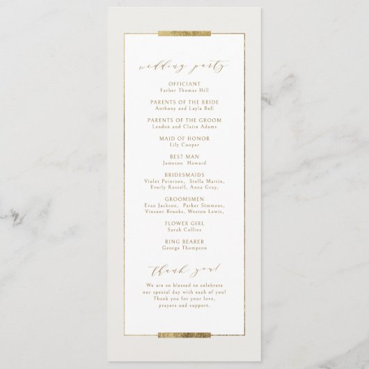 Elegantie in lijst Eenvoudig Modern Klasse Bruilof Programmakaart (Achterkant)