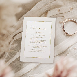 Elegantie in lijst, eenvoudige moderne trouwdetail informatiekaartje
