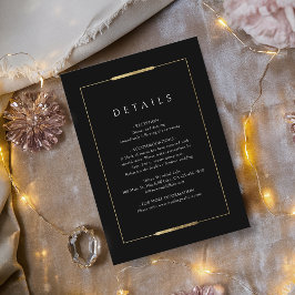 Elegantie in lijst zwart eenvoudig huwelijksdetail informatiekaartje
