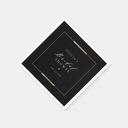 Elegantie in lijst zwart eenvoudig modern bruidsme servet (Hoek)