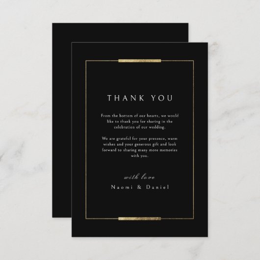 Elegantie in lijst zwart eenvoudig modern klassiek bedankkaart (Voorkant / Achterkant)