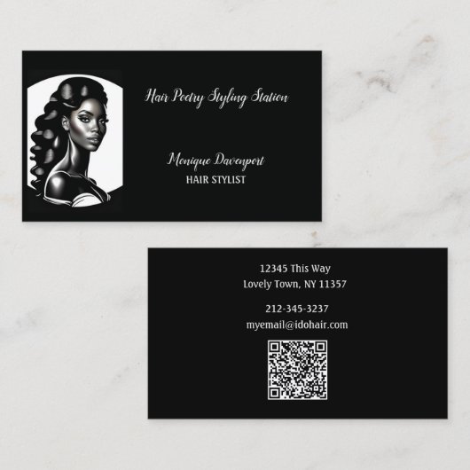 Elegantie in monochrome haarstylist visitekaartje (Voorkant / Achterkant)