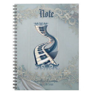 Elegantie in pianotoetsen en bloesems. notitieboek