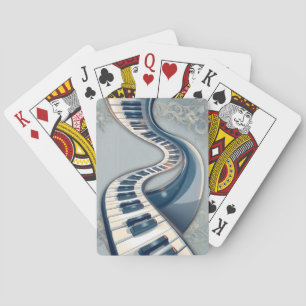 Elegantie in pianotoetsen en bloesems.  pokerkaarten