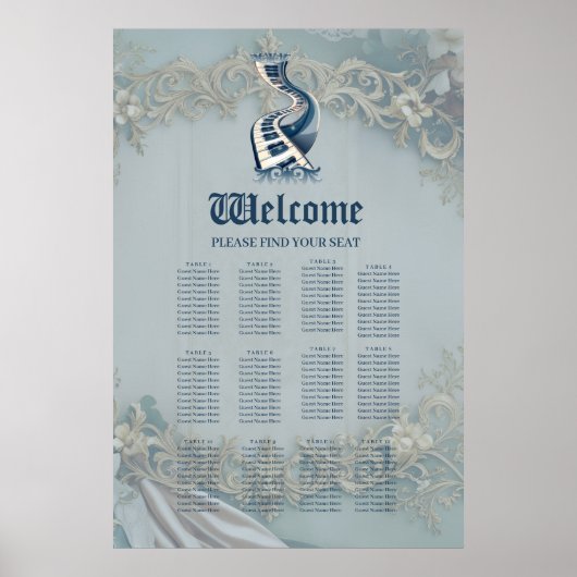 Elegantie in pianotoetsen en bloesems. poster (Voorkant)