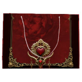 Elegantie in rode glans met een hart. groot cadeauzakje (Achterkant)