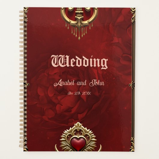 Elegantie in rode glans met een hart. planner (Voorkant)